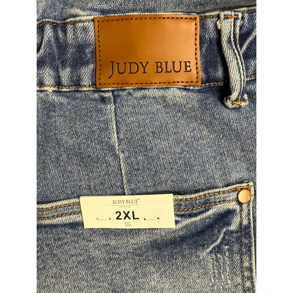 Judy Blue Denim Short Sleeve High Waist Romper Women’s 2XL - Picture 5 of 5